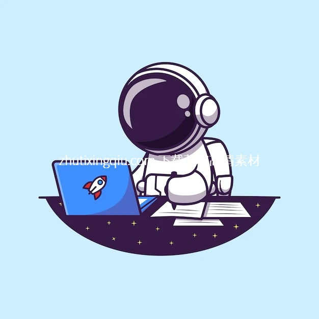 Free Vector Astronaut Working On Laptop And Writing Watermarked