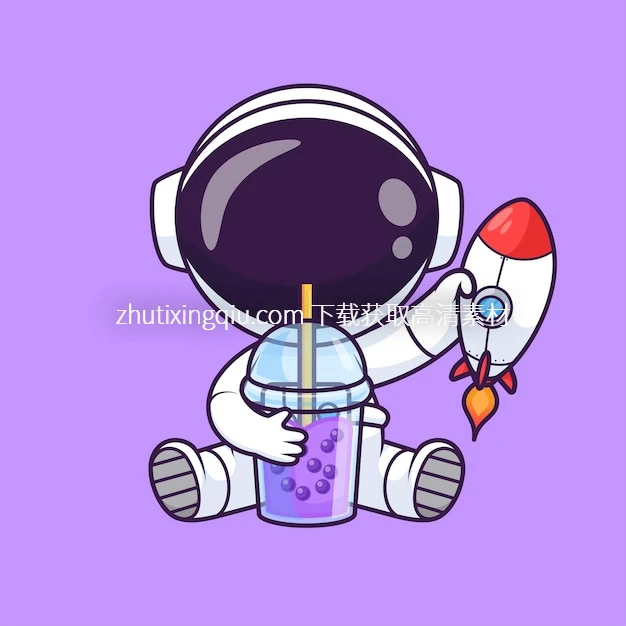 Free Vector Cute Astronaut Drinking Boba Milk Tea Y Watermarked