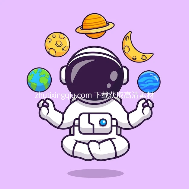 Free Vector Cute Astronaut Meditation Yoga With Moo Watermarked