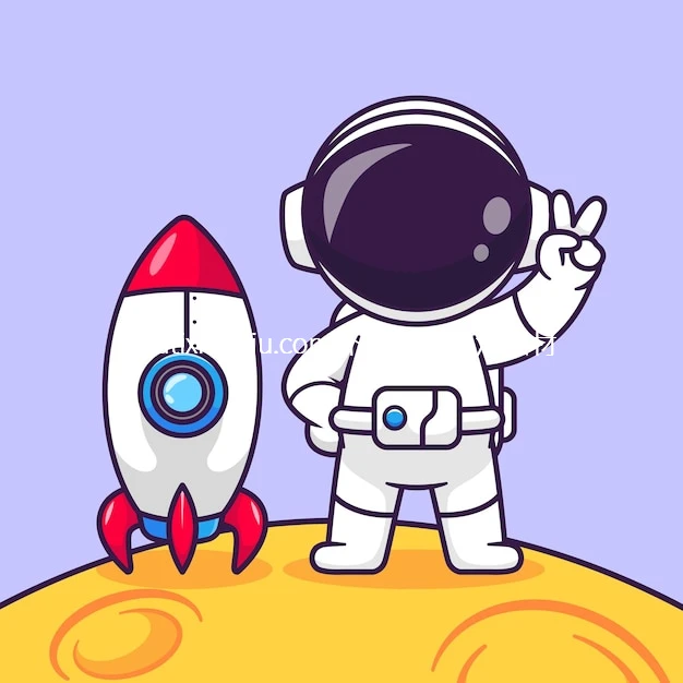 Free Vector Cute Astronaut Peace On Moon With Yythk Watermarked