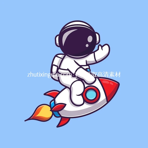 Free Vector Cute Astronaut Riding Rocket And Waving Watermarked