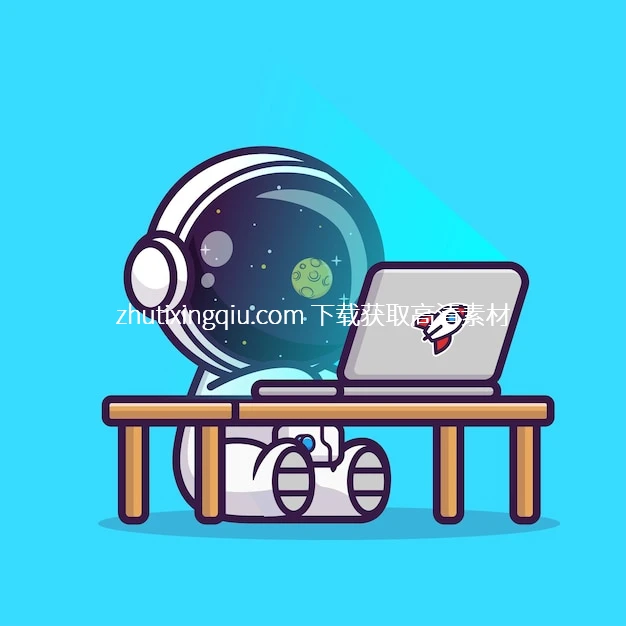 Free Vector Cute Astronaut Working On Laptop Cartoo Watermarked