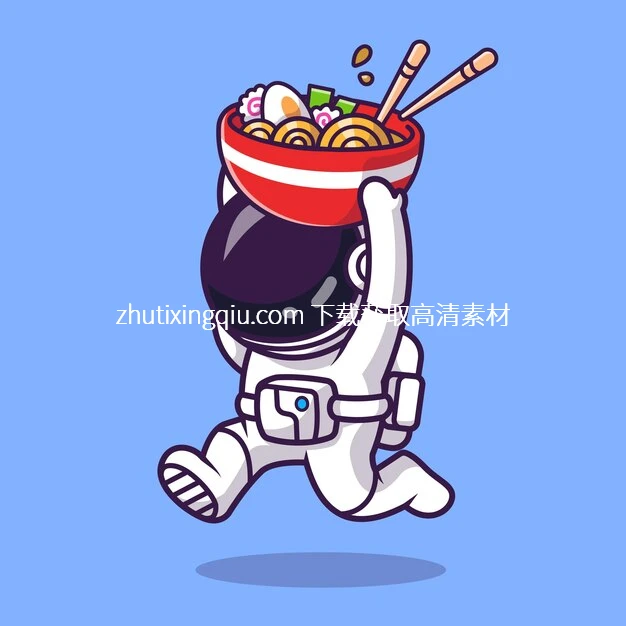 Vector Cute Astronaut Bring Ramen Bowl Cartoon Vect Watermarked